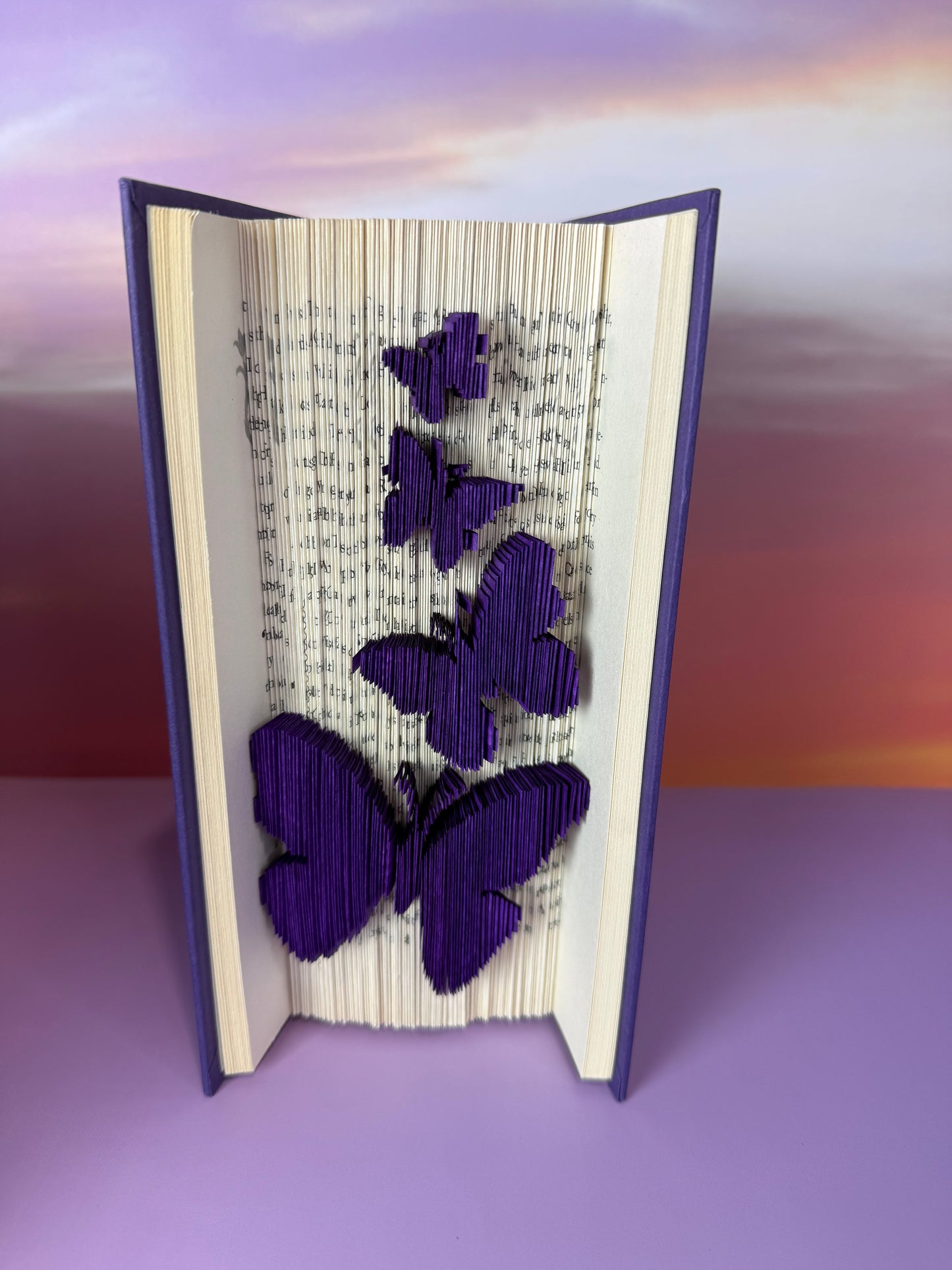 Purple Butterflies 180 Fold Book Art