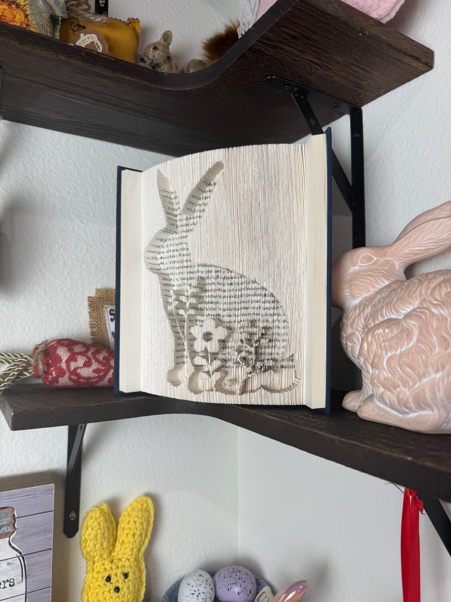 Rabbit with Flowers Book Folding Art