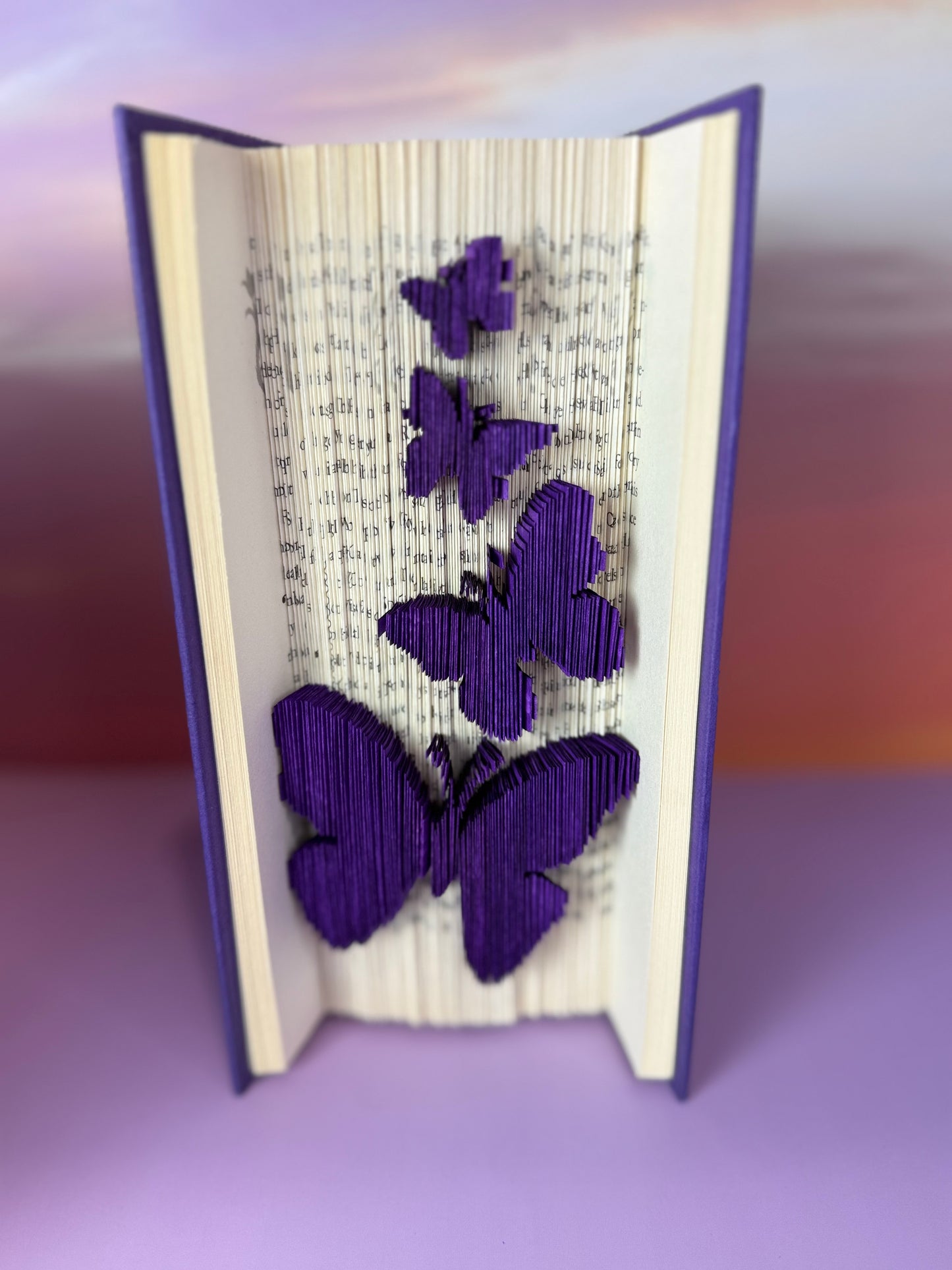 Purple Butterflies 180 Fold Book Art