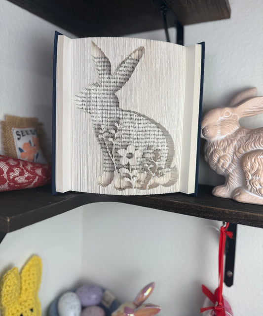 Rabbit with Flowers Book Folding Art